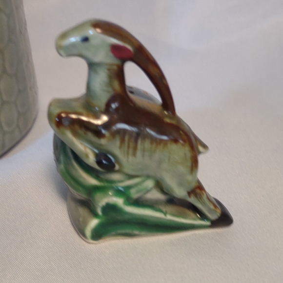 Vintage Batlin Leaping Antelope Ceramic Honey Pot w Spoon & Salt/Pepper Shakers - Picture 4 of 15